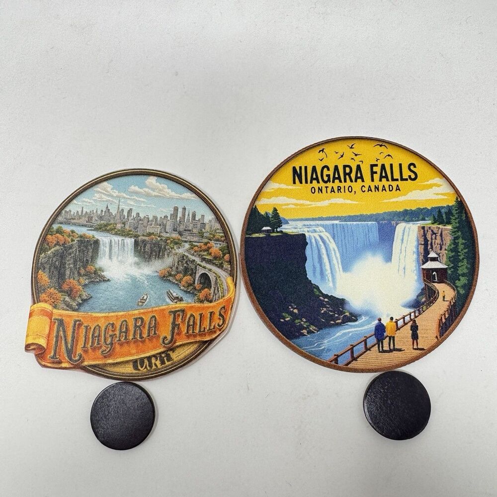 Niagara Falls Custom Magnets Ontario Canada Set of 2 NEW 3” & 2.5” Waterfall